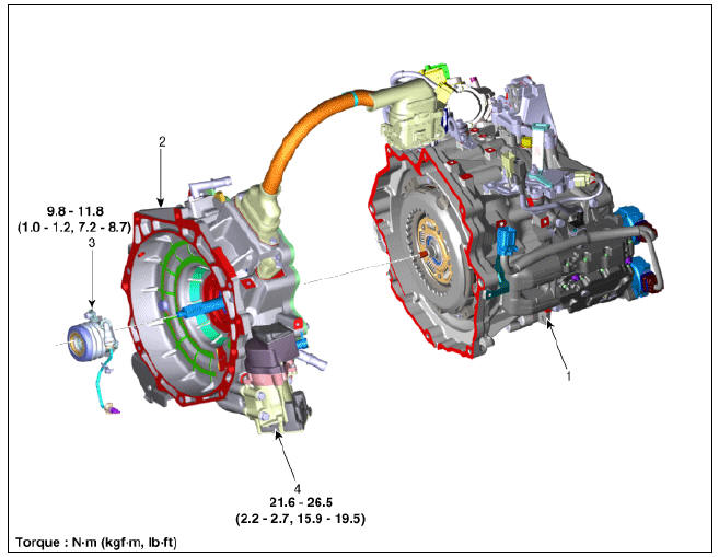 Hybrid Drive Motor Assembly Components and components location