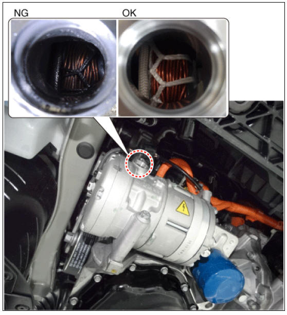 Electric A/C Compressor body inside inspection